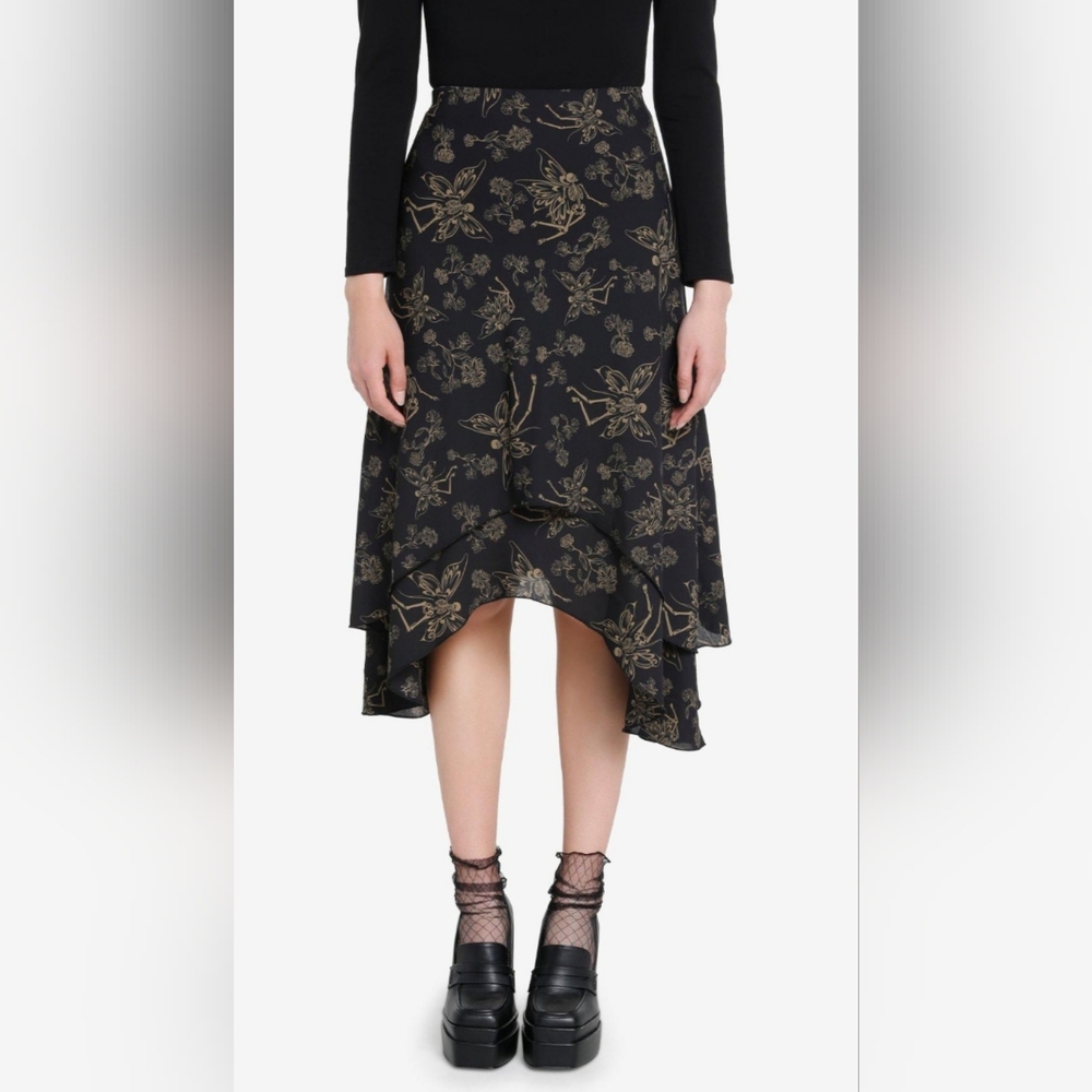 Thorn & Fable Skeleton Fairy Tiered Midi Skirt Punk Edgy Fairycore Y2k Halloween